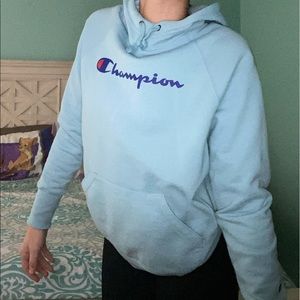 -baby blue champion hoodie